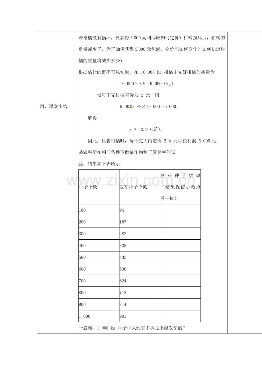 四川省华蓥市明月镇九年级数学上册 25.3 利用频率估计概率教案2 （新版）新人教版-（新版）新人教版初中九年级上册数学教案.doc_第3页