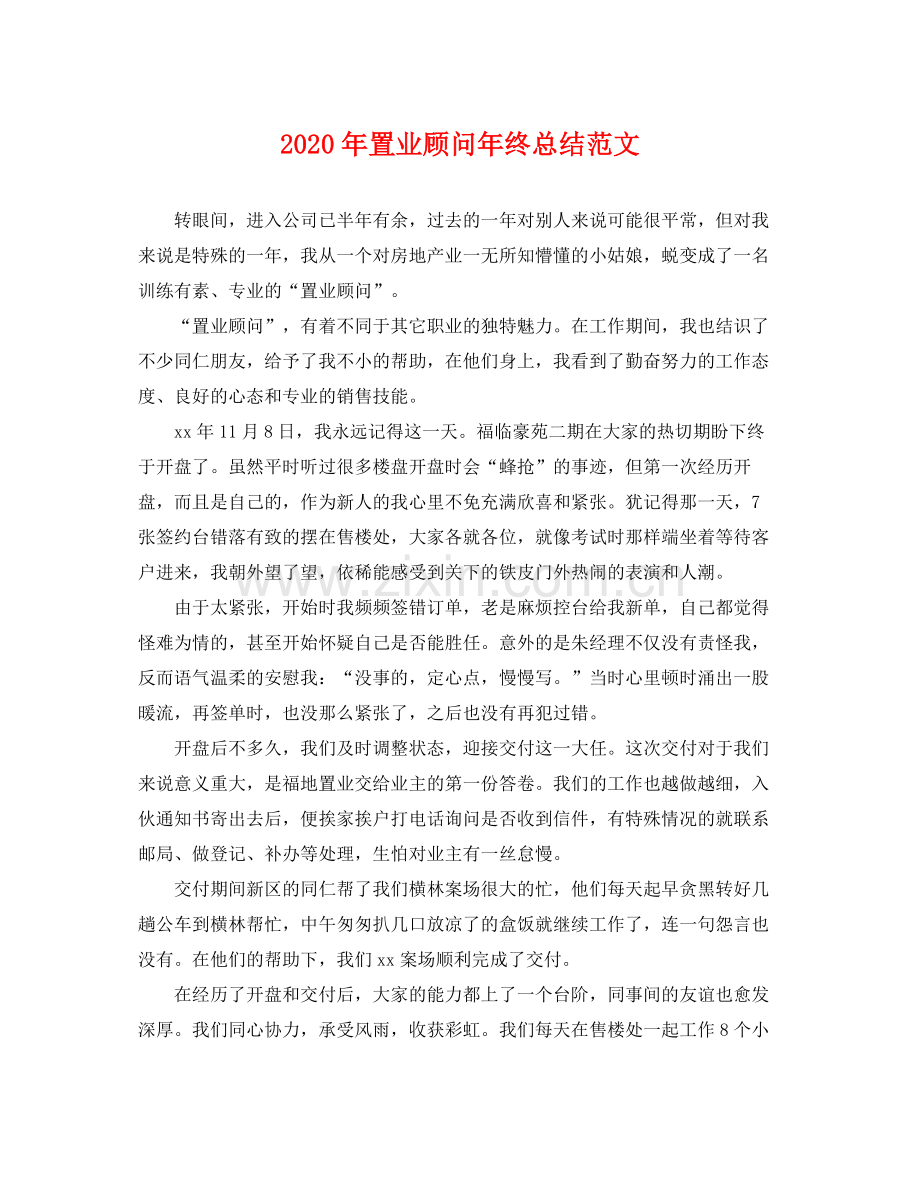 2020年置业顾问年终总结范文 .docx_第1页