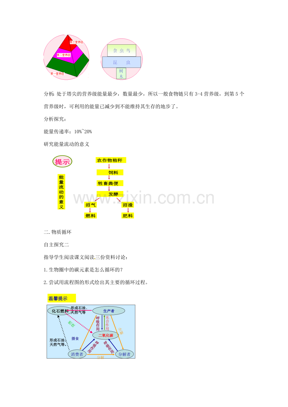 八年级生物下册 6.2.3能量流动和物质循环教学设计 （新版）济南版-（新版）济南版初中八年级下册生物教案.doc_第3页