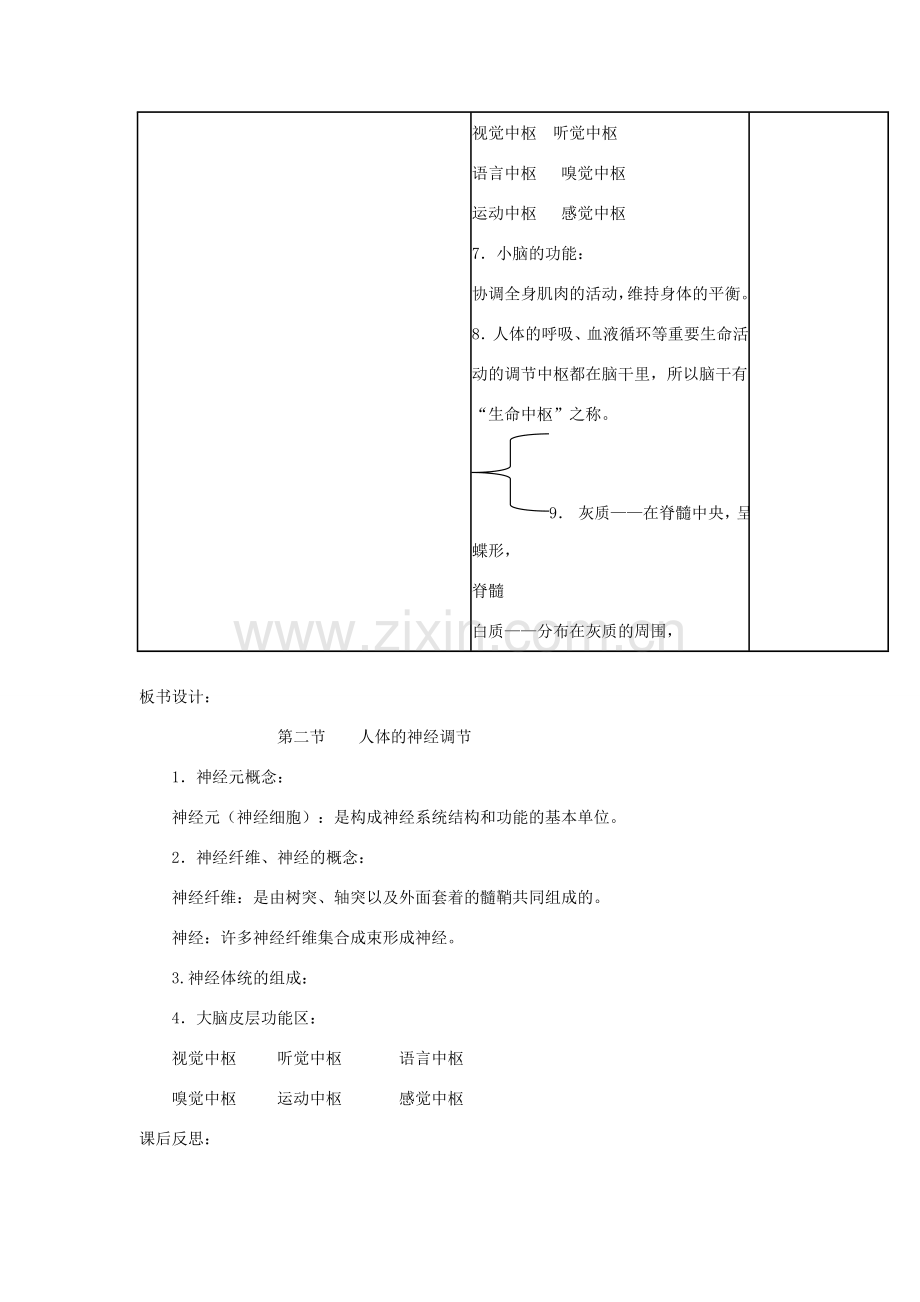 辽宁省辽阳市第九中学七年级生物下册 第十二章 第二节 人体的神经调节（第一课时）教案 苏教版.doc_第3页