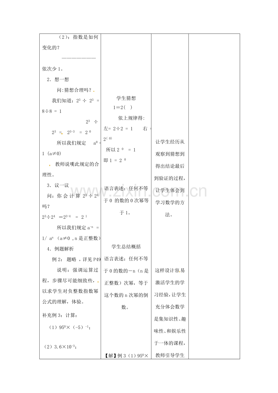 江苏省句容市后白中学七年级数学下册《8.3同底数幂的除法（2）》教案 苏科版.doc_第2页