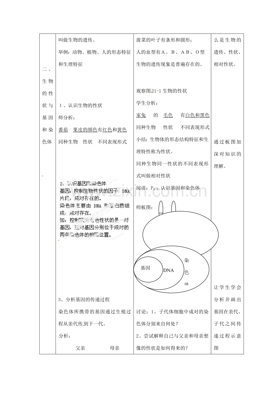 江苏省丹阳市第三中学八年级生物下册《21-1-1 生物的遗传》教案 苏科版.doc_第2页