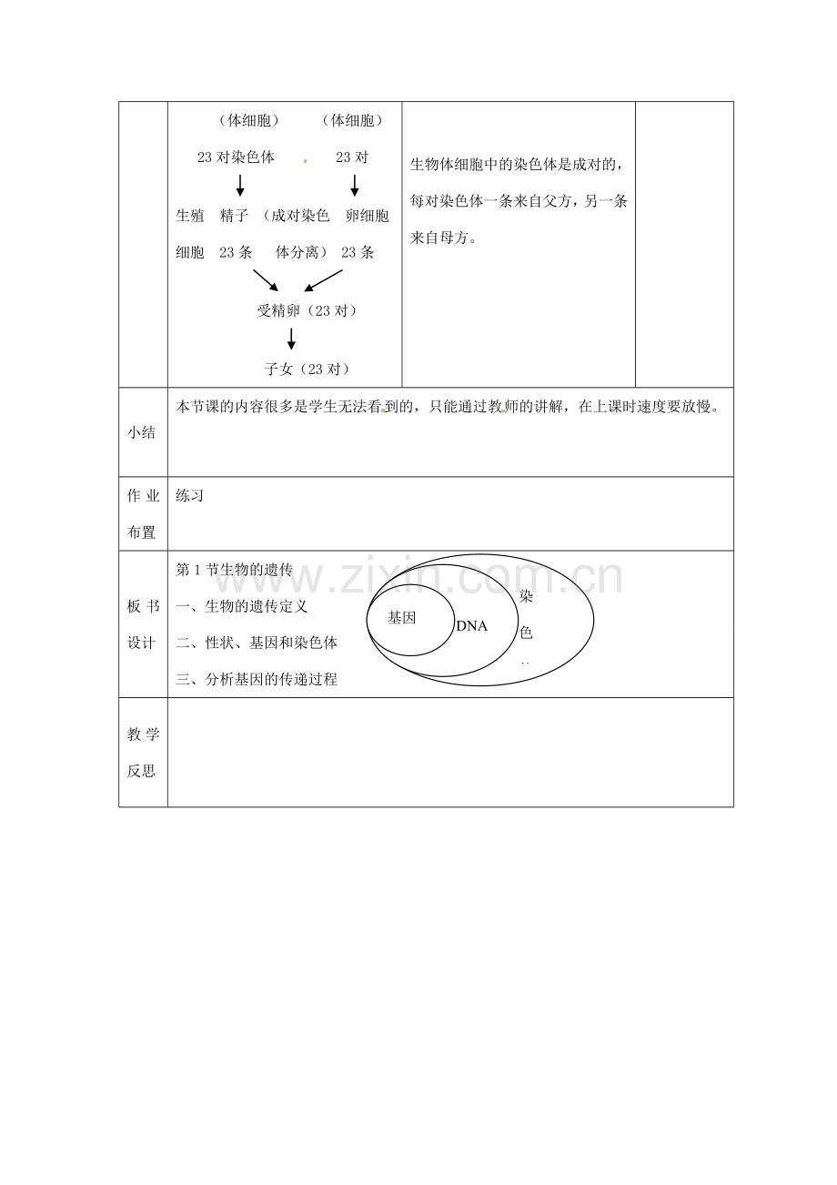 江苏省丹阳市第三中学八年级生物下册《21-1-1 生物的遗传》教案 苏科版.doc_第3页