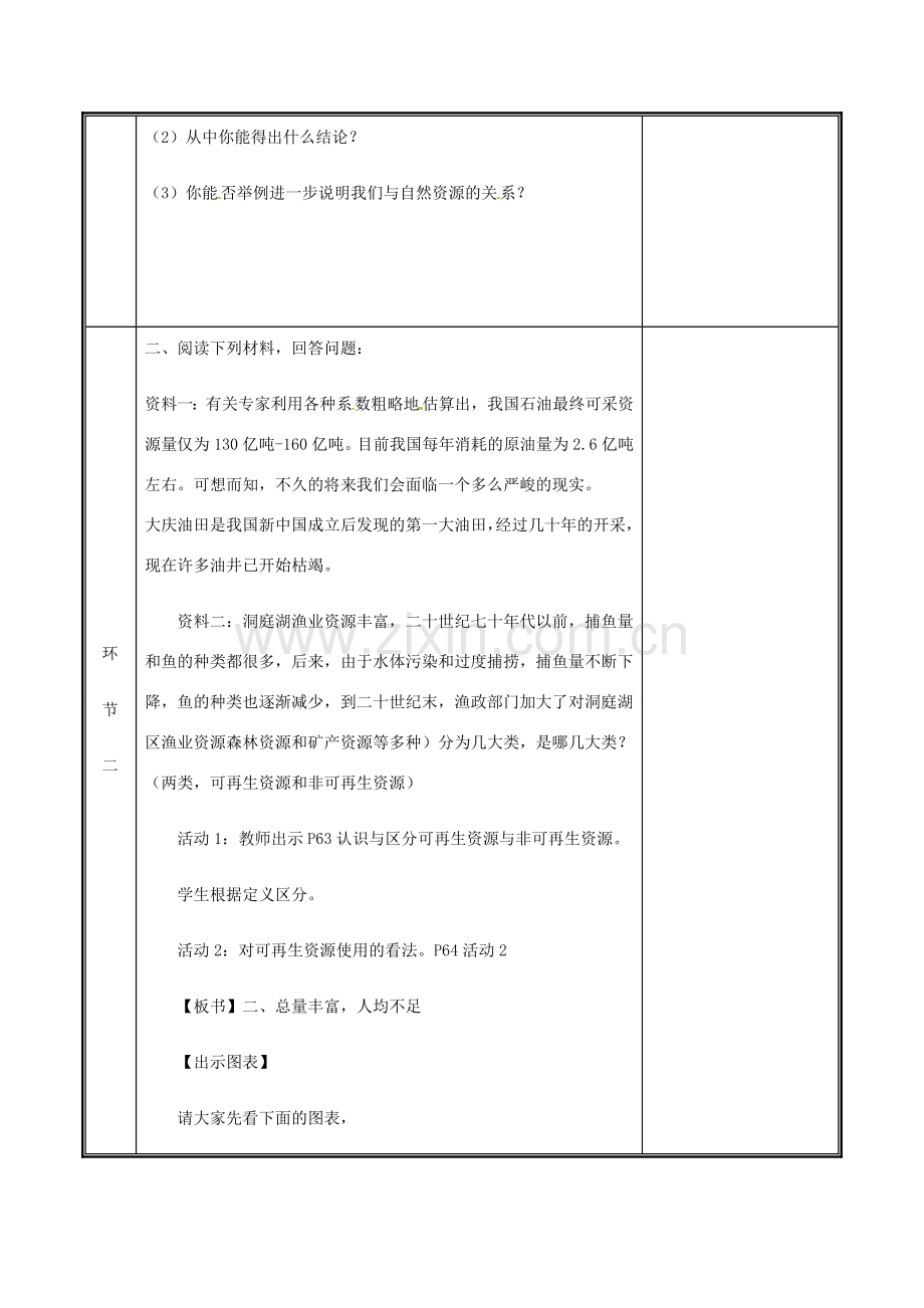 河南省中牟县八年级地理上册 3.1自然资源的基本特征教案2 （新版）新人教版-（新版）新人教版初中八年级上册地理教案.doc_第3页