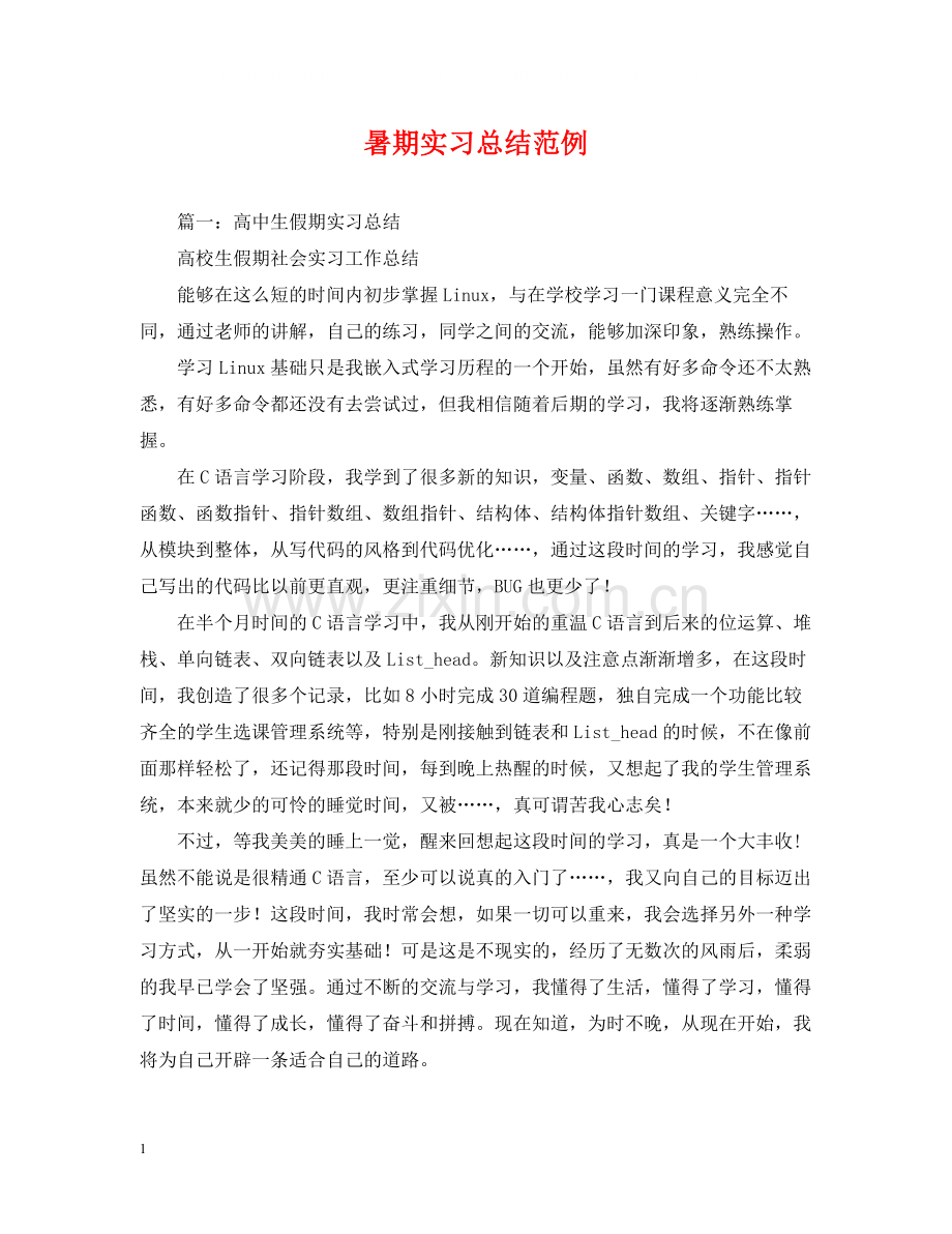 暑期实习总结范例.docx_第1页