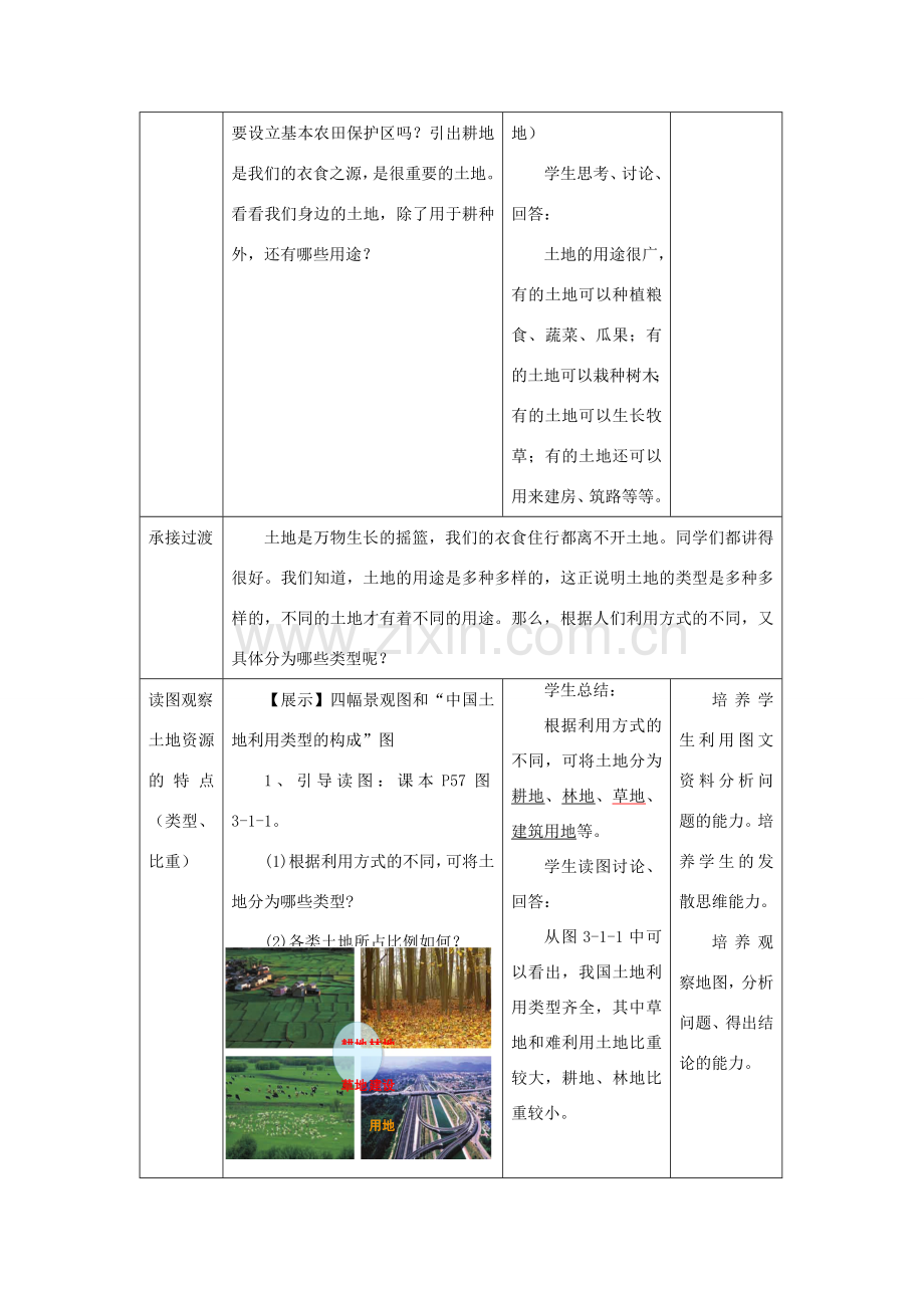 秋八年级地理上册 第3章 第一节《合理利用土地资源》教案2 （新版）商务星球版-（新版）商务星球版初中八年级上册地理教案.doc_第2页