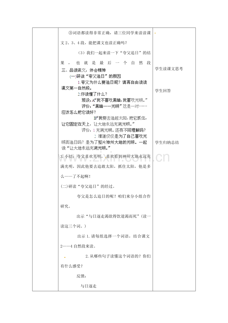 北京市大兴区魏善庄中学七年级语文上册 第七单元 第27课 古代神话三则 夸父逐日教案 北京课改版.doc_第3页