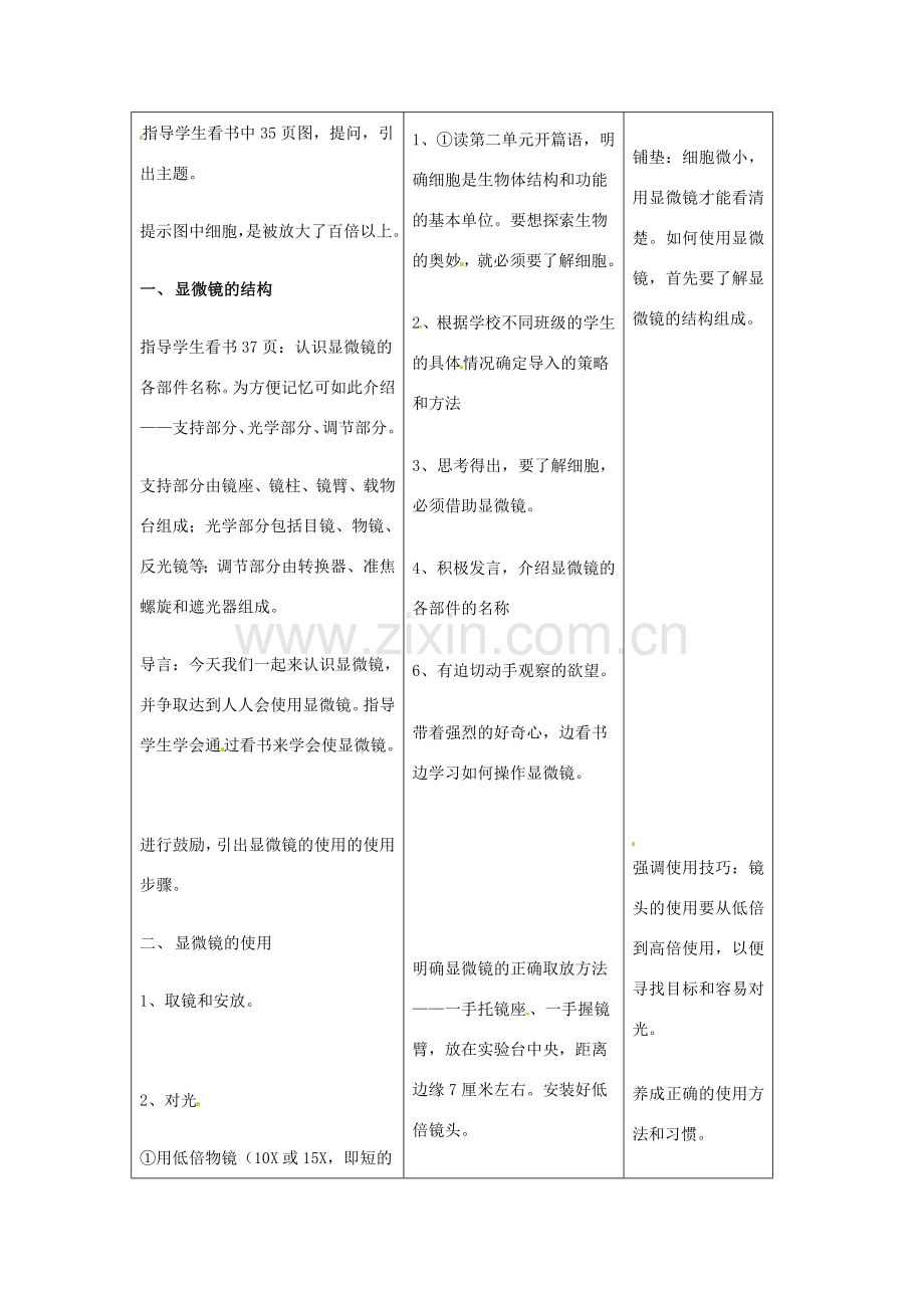 吉林省四平市第十七中学七年级生物上册 练习使用显微镜教案1 新人教版.doc_第2页