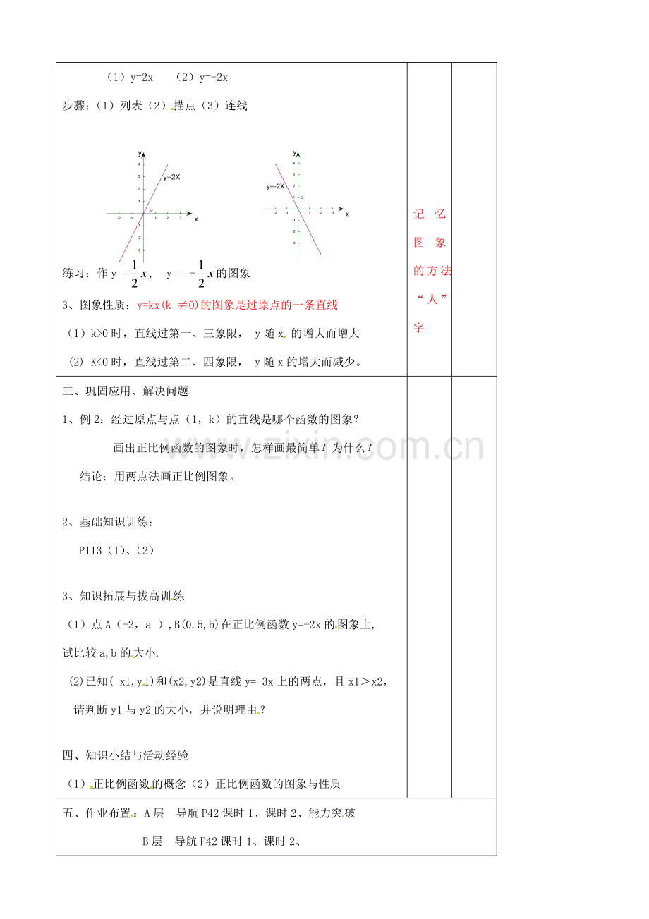 辽宁省大连市第七十六中学八年级数学上册 第十四章 14.2.1 正比例函数教案（2） 新人教版.doc_第2页