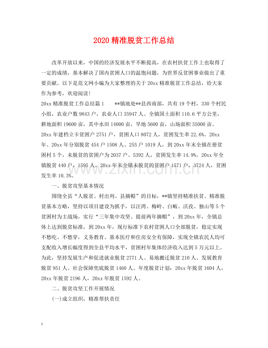 精准脱贫工作总结.docx_第1页