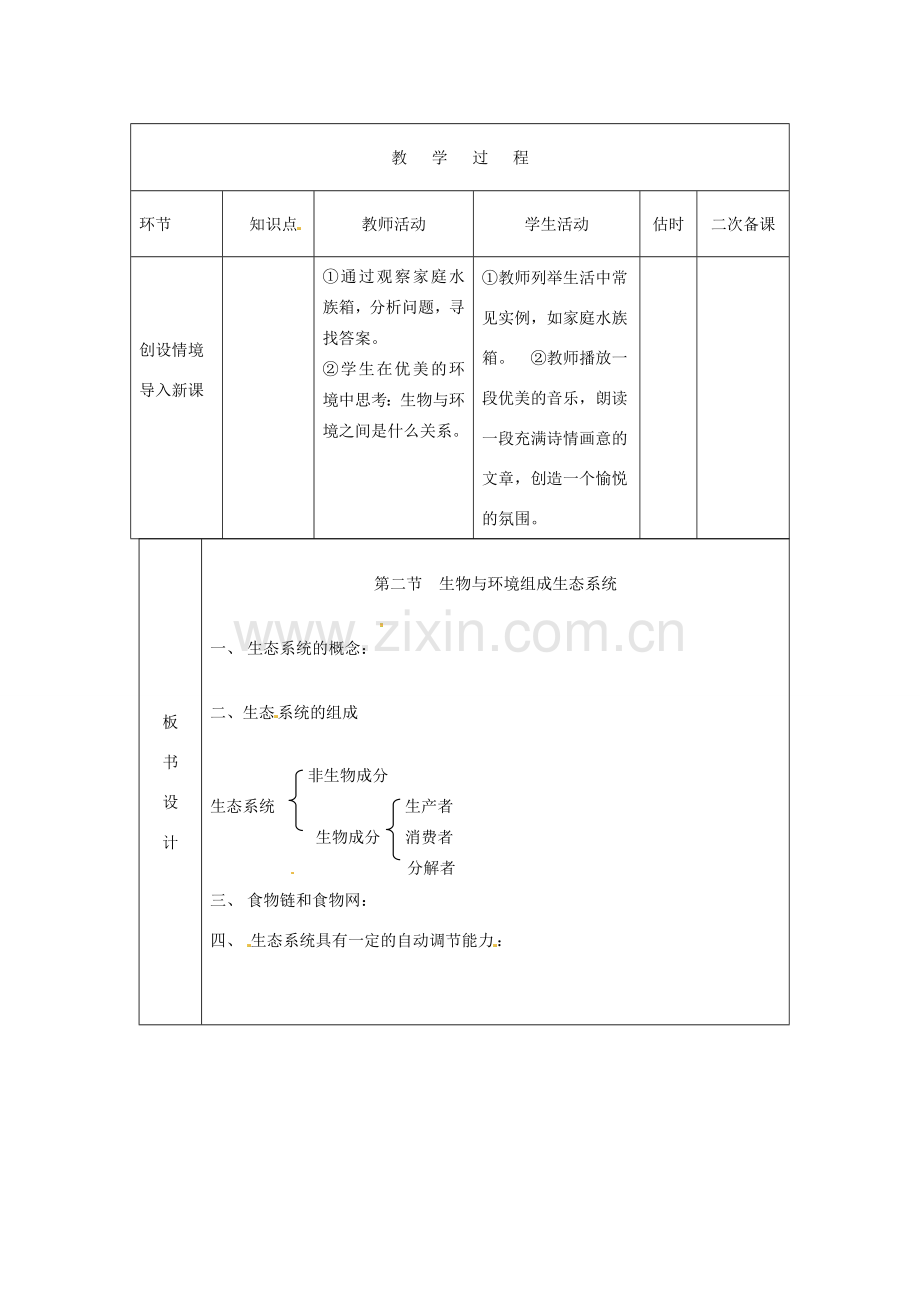 山东省临沭县第三初级中学七年级生物上册 生物与环境组成生态系统教案 新人教版.doc_第2页