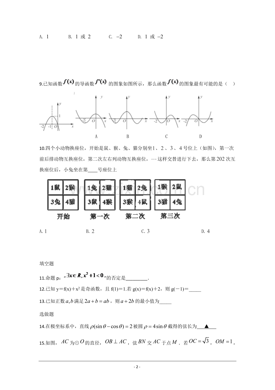 广东省仲元中学2015届高考模拟文数考前交流卷.doc_第2页