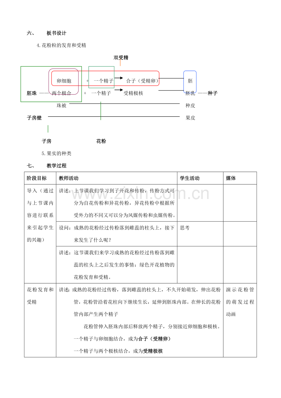 八年级生物上册 10.1.2绿色开花植物的有性生殖教案（二） 北京课改版.doc_第2页