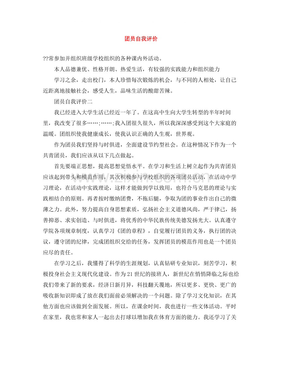 团员自我评价.docx_第1页