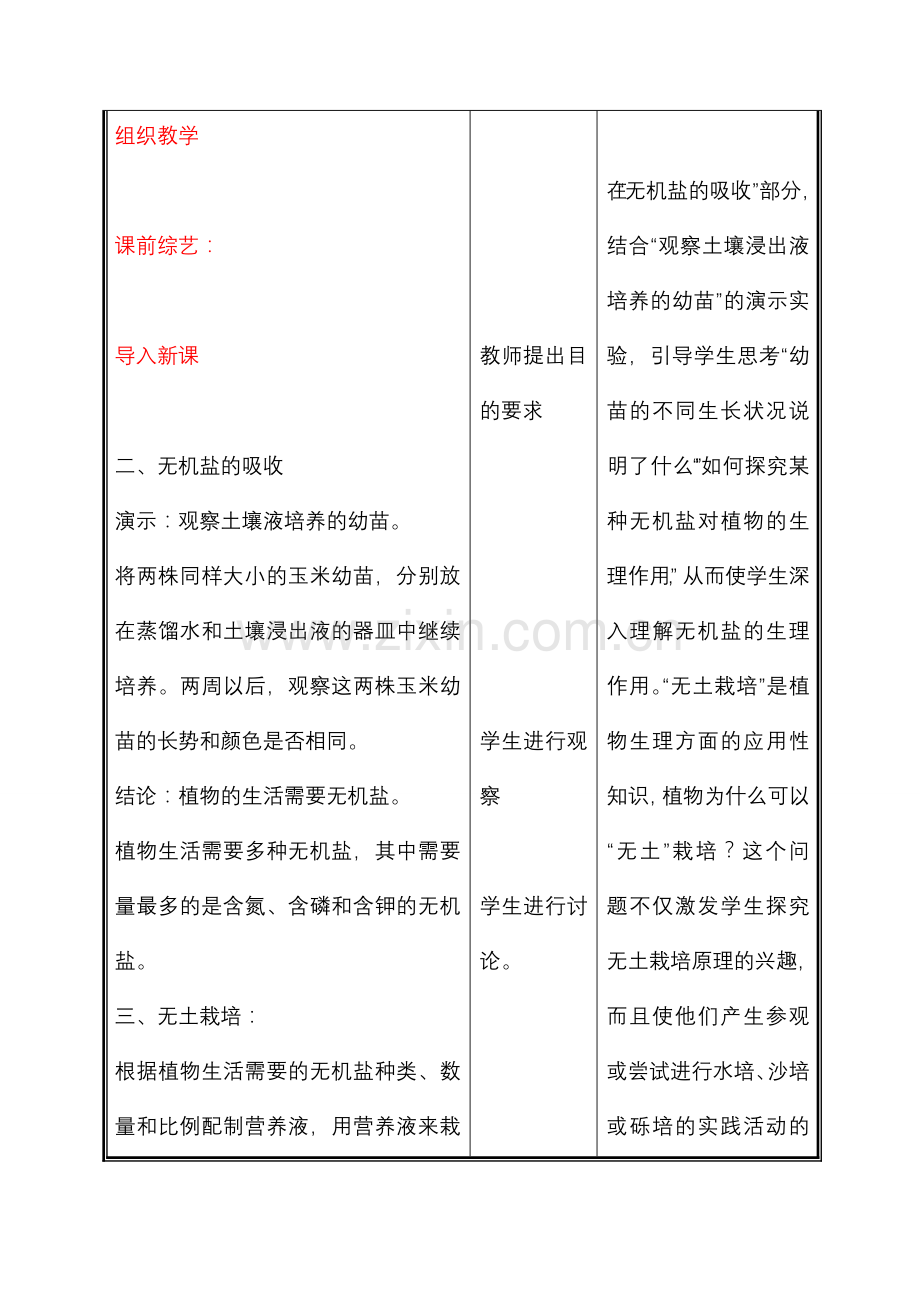 七年级生物上册 第五章 第三节吸收作用(三)教案 北师大版.doc_第2页