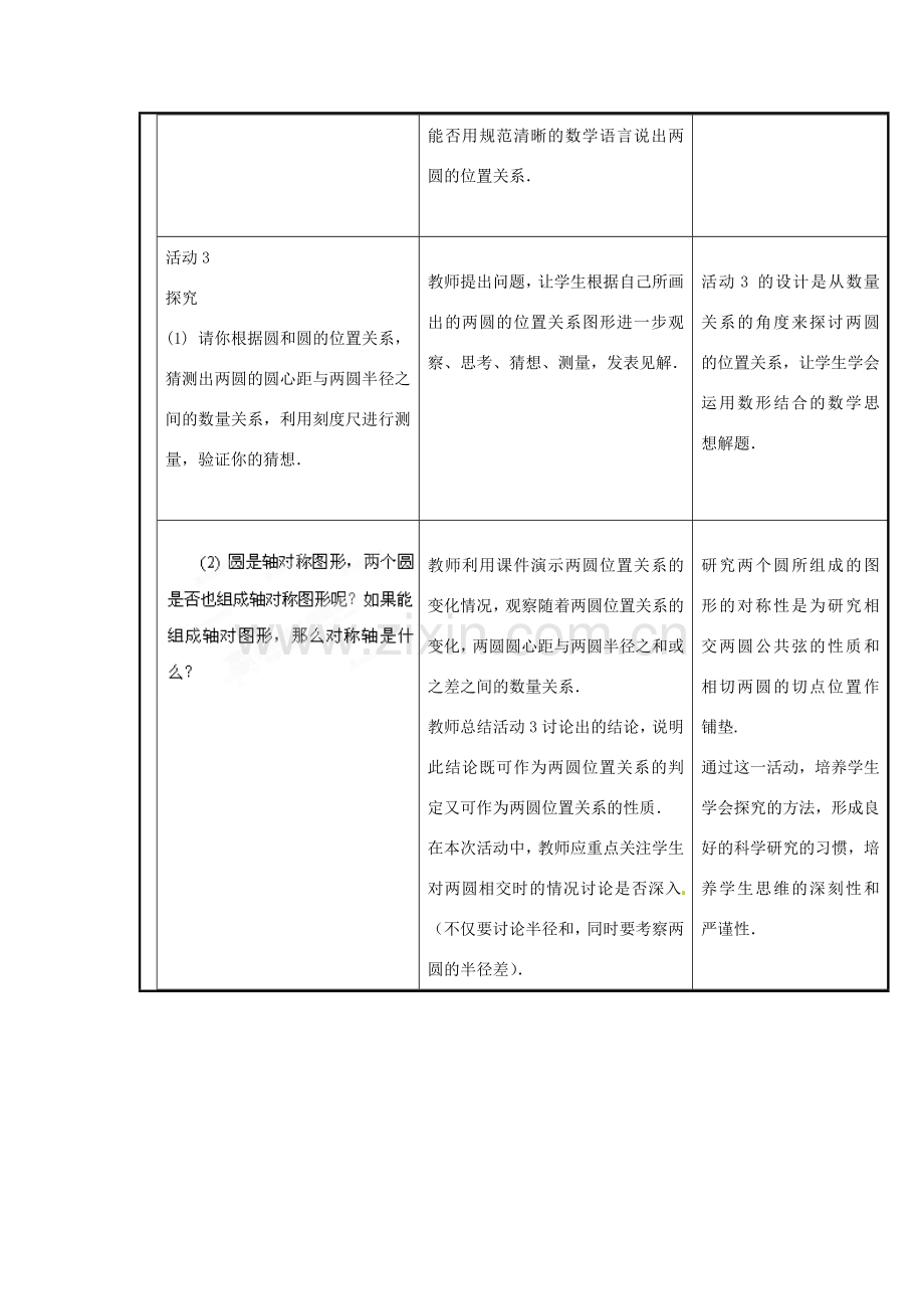 山西省汾阳市三泉中学九年级数学上册 24.2.3 圆和圆的位置关系教案 新人教版.doc_第3页