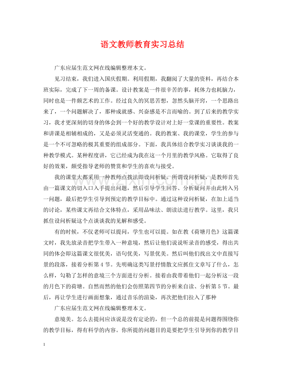 语文教师教育实习总结.docx_第1页