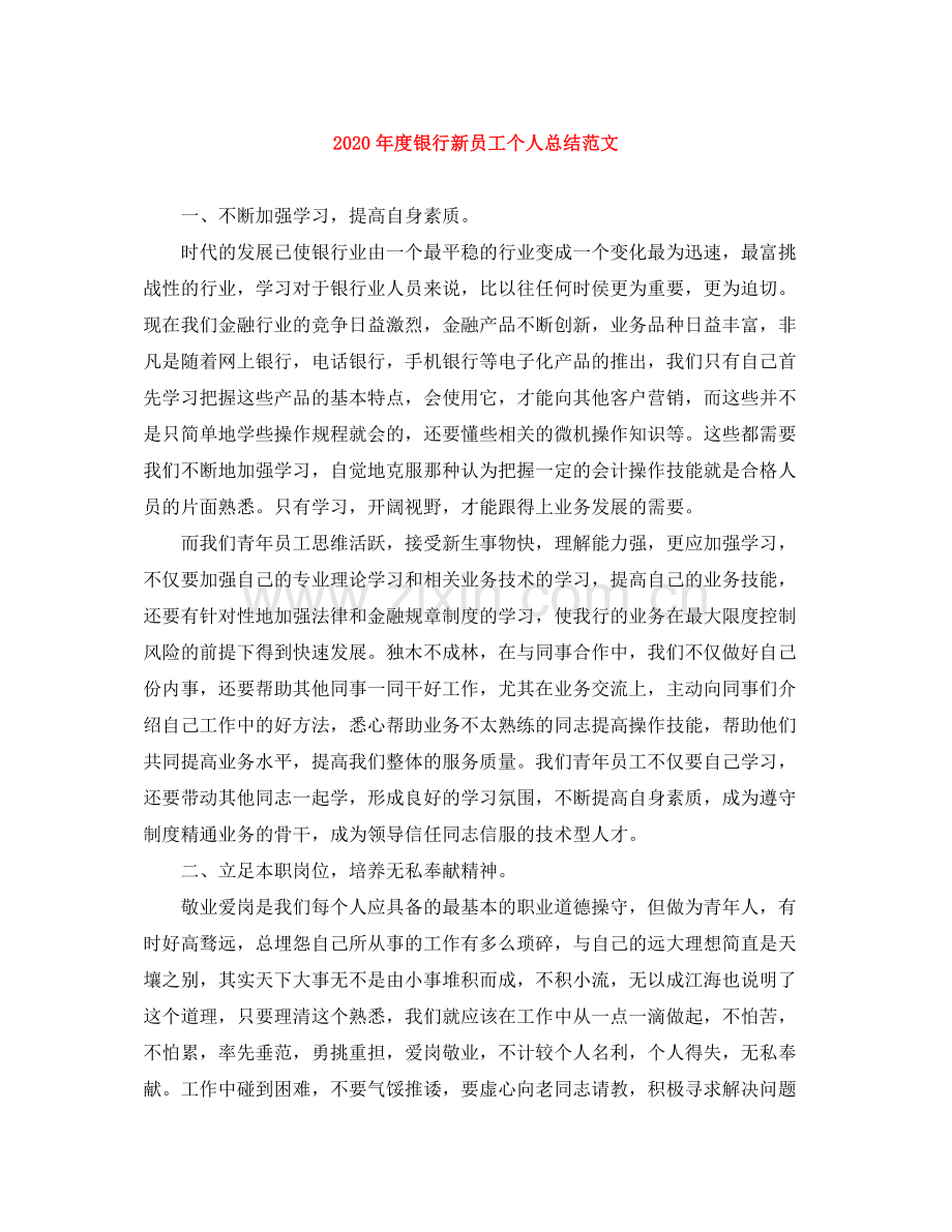 2020年度银行新员工个人总结范文.docx_第1页