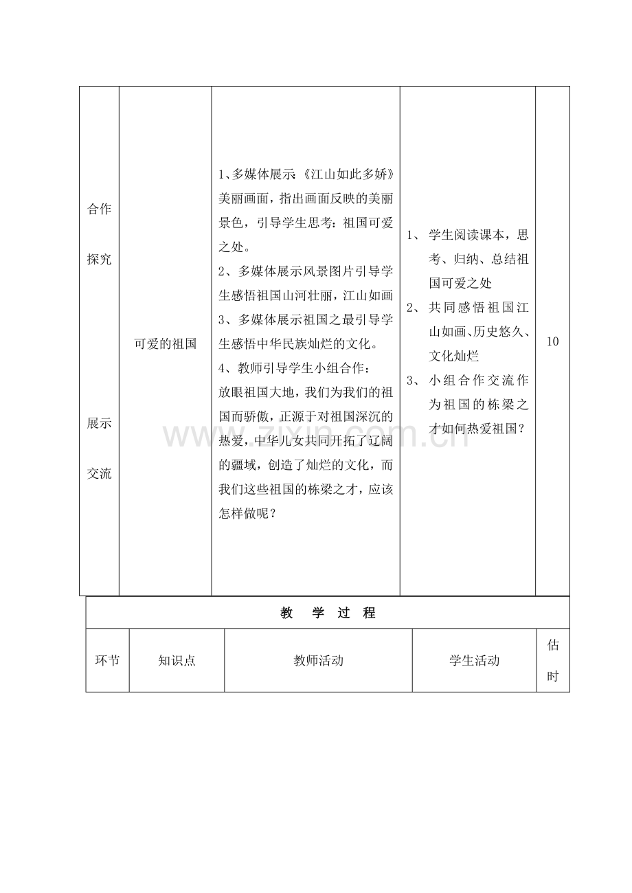 山东省临沭县八年级政治上册《我爱你中国》教案 新人教版.doc_第3页