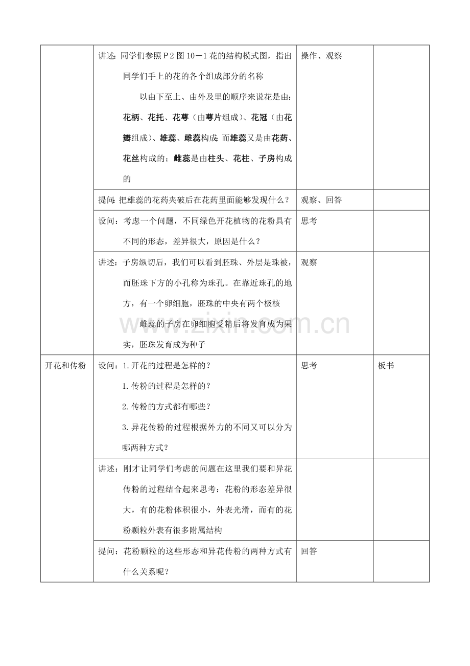 八年级生物上册 10.1.1绿色开花植物的有性生殖教案（一） 北京课改版.doc_第3页