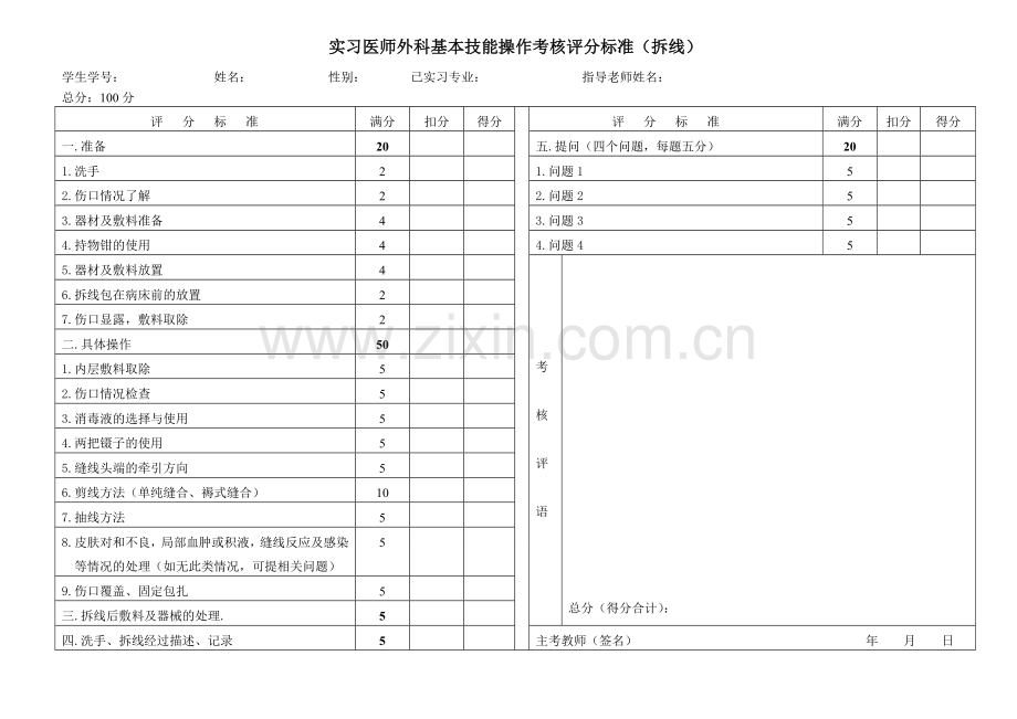 外科基本技能操作考核评分标准.doc_第1页