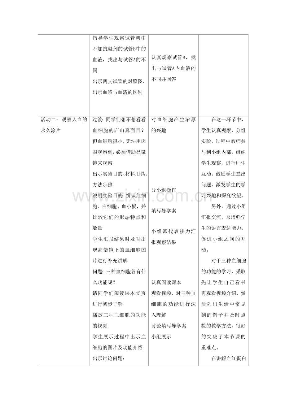 七年级生物下册 第三单元 第三章 第一节 物质运输的载体教学设计 （新版）济南版-（新版）济南版初中七年级下册生物教案.doc_第3页