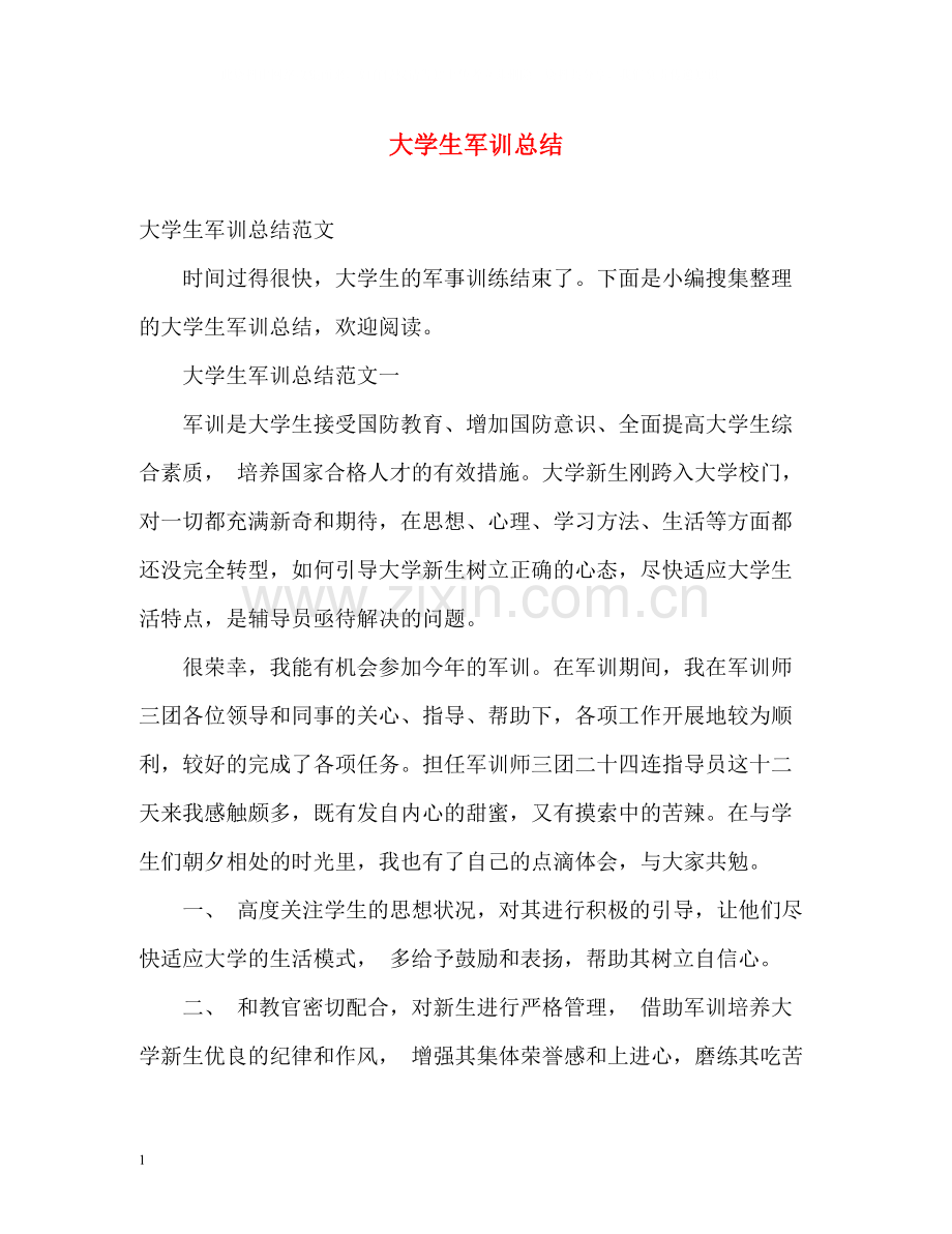 大学生军训总结2).docx_第1页