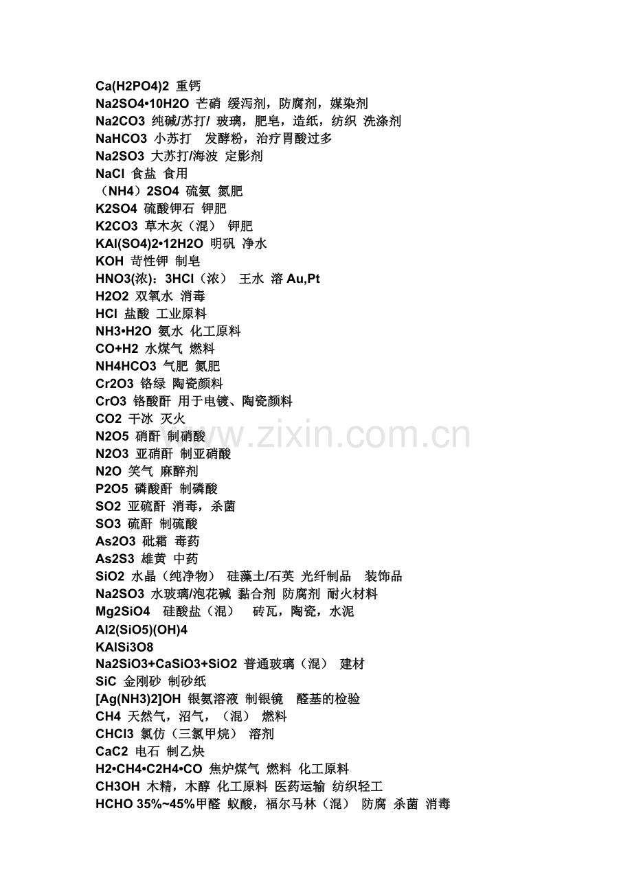 化学式 俗称或主要成分用途.doc_第2页