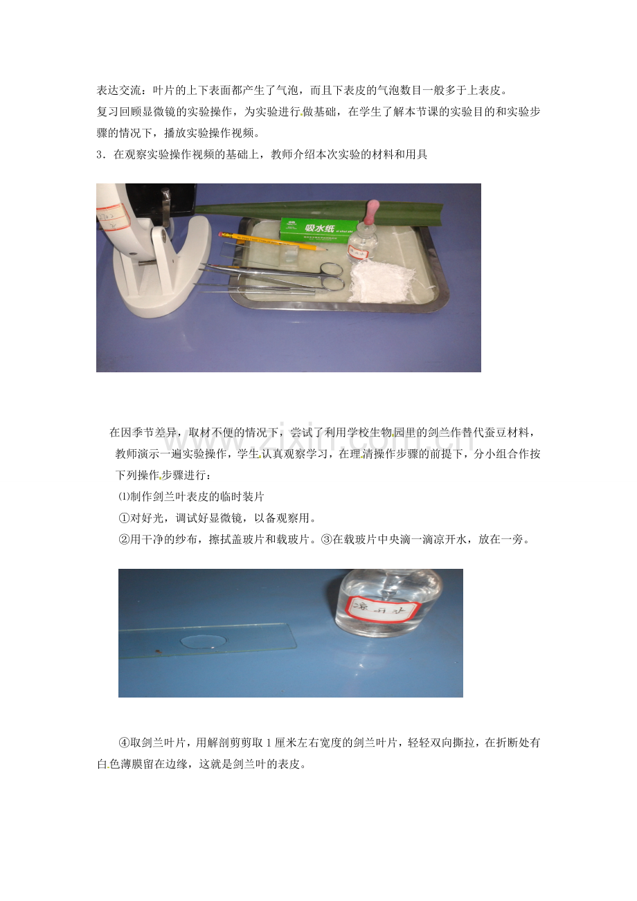 江西省信丰县黄泥中学中考生物实验汇总复习 观察植物叶表皮的气孔创新教学设计.doc_第3页