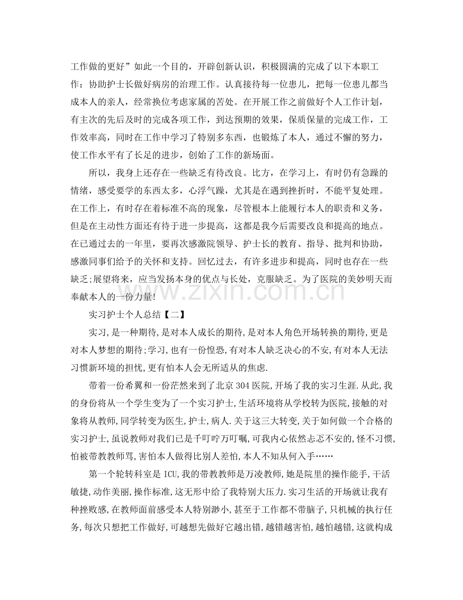 实习护士个人参考总结范文（通用）.docx_第2页