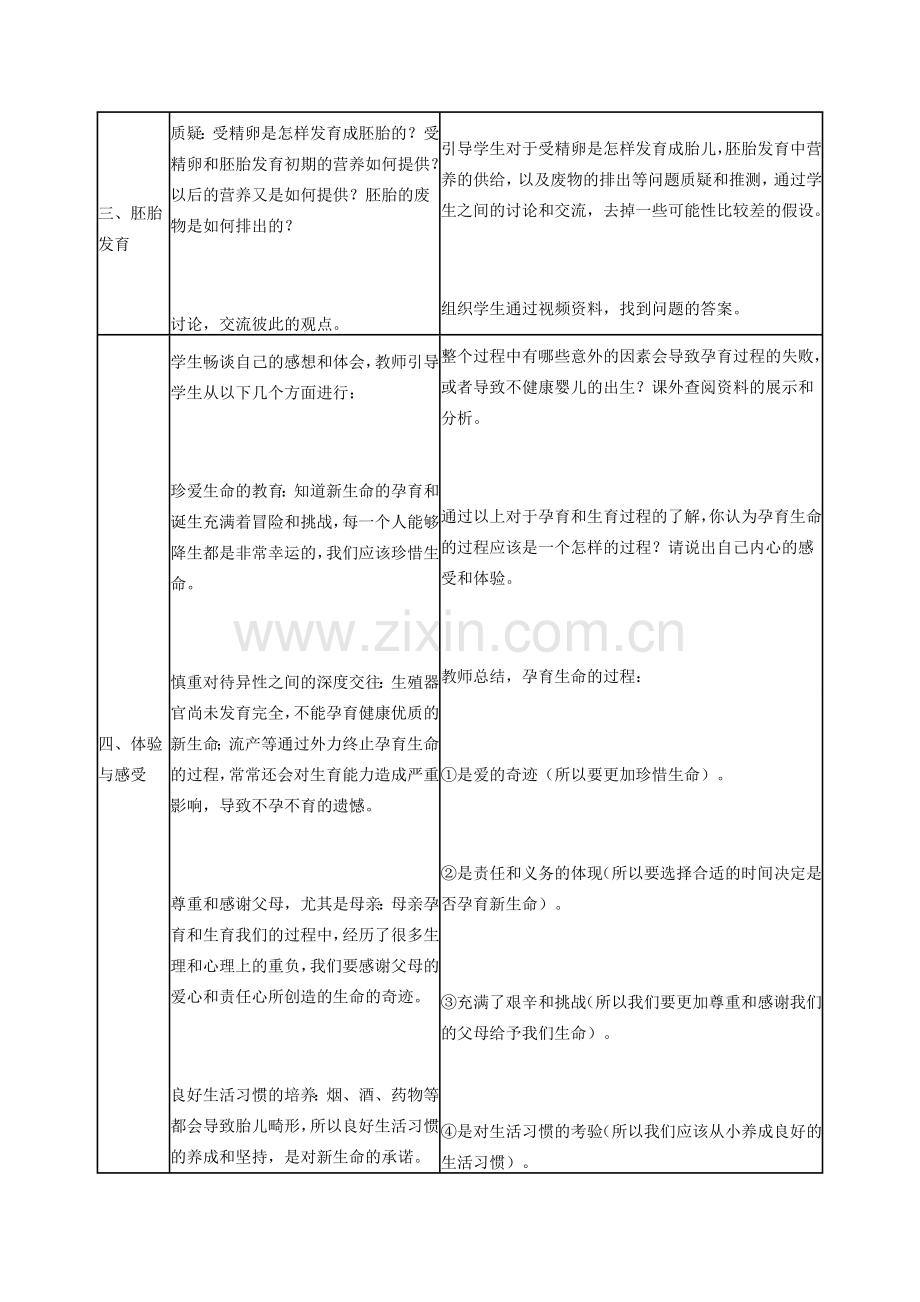 （江西专版）中考生物总复习 第七单元 生物的生殖、发育与遗传 第一节 人的生殖和发育教学设计-人教版初中九年级全册生物教案.doc_第3页