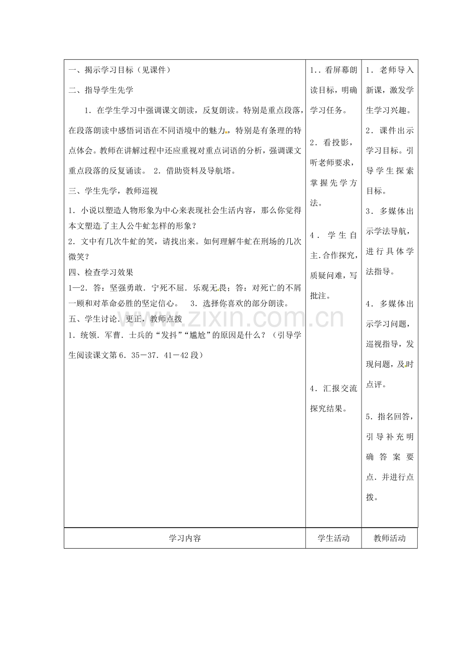 甘肃省酒泉市瓜州二中八年级语文下册《牛虻起义》第二课时杨世才教案 北师大版.DOC_第2页