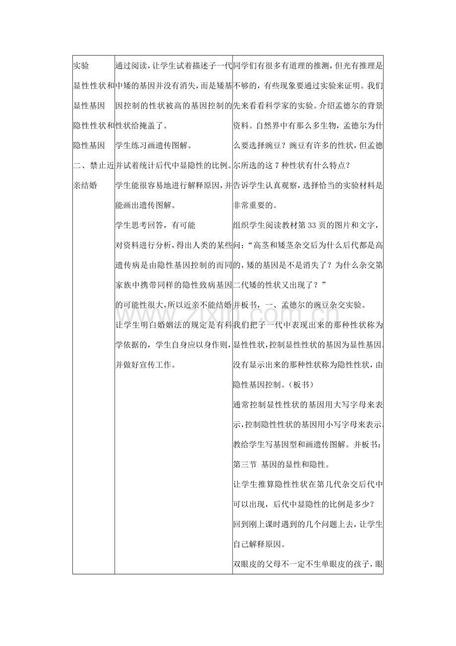 春八年级生物下册 第7单元 第2章 第3节 基因的显性和隐性教案 （新版）新人教版-（新版）新人教版初中八年级下册生物教案.doc_第2页