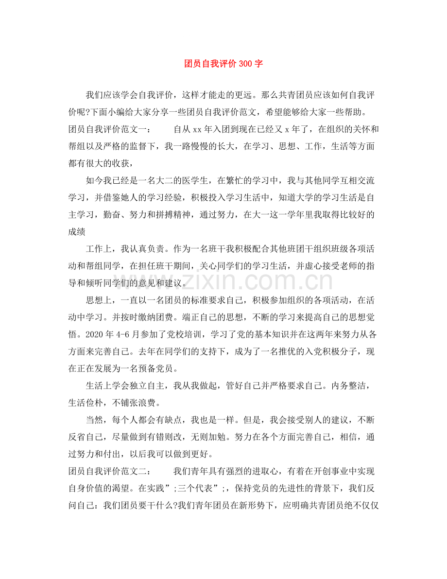 团员自我评价300字.docx_第1页