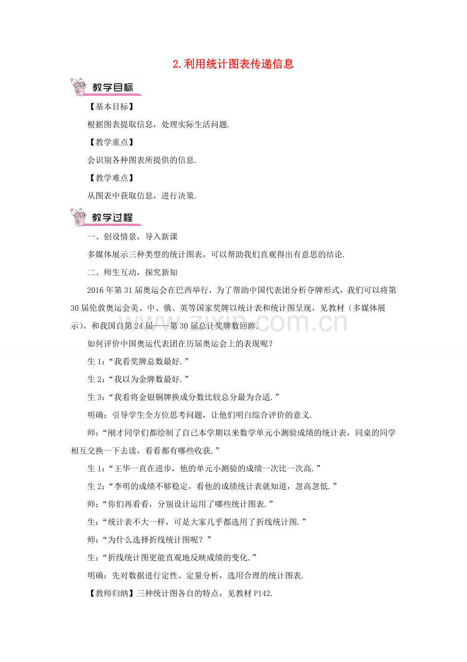 八年级数学上册 第15章 数据的收集与表示15.2数据的表示 2利用统计图表传递信息教案 （新版）华东师大版-（新版）华东师大版初中八年级上册数学教案.doc_第1页