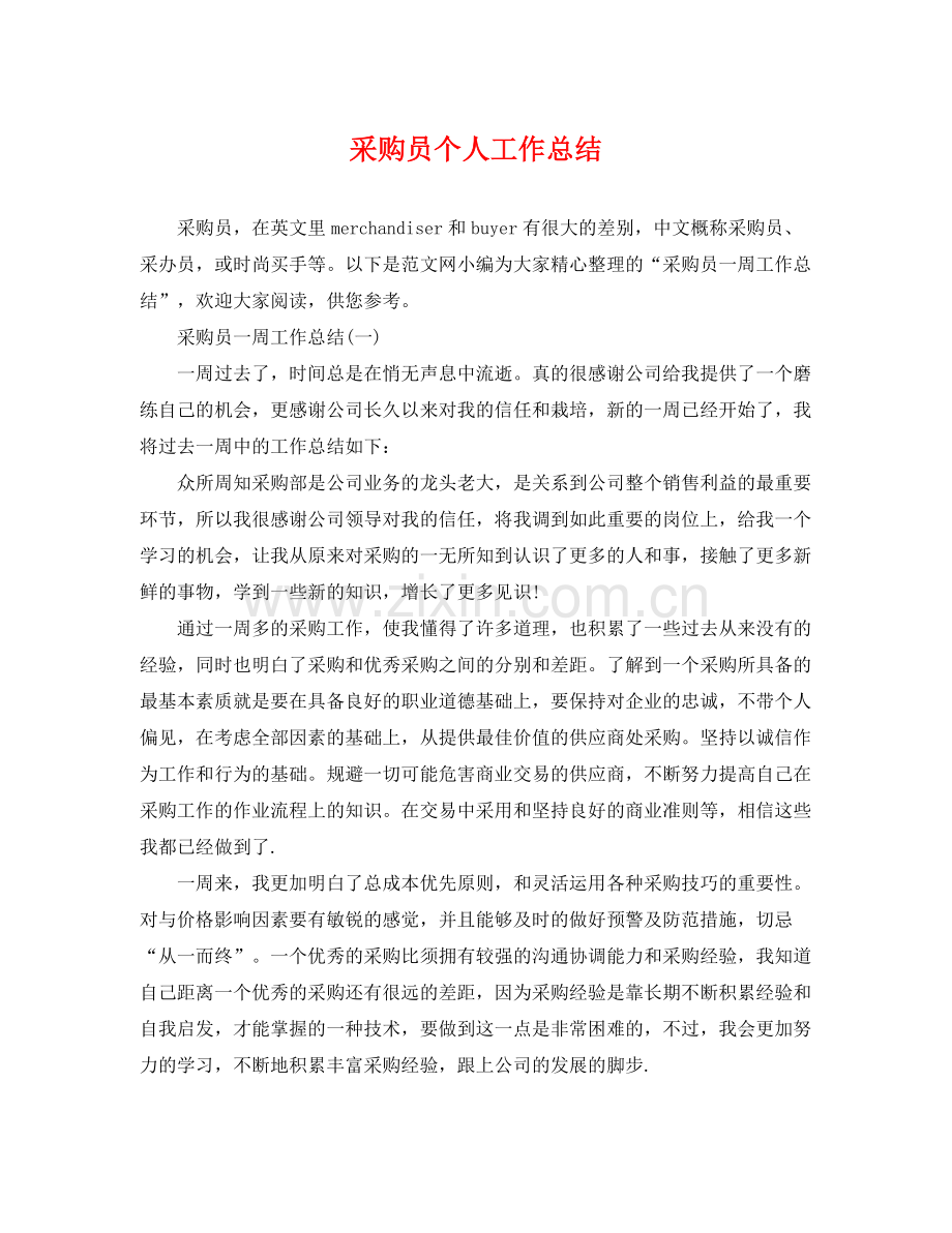 采购员个人工作总结 .docx_第1页