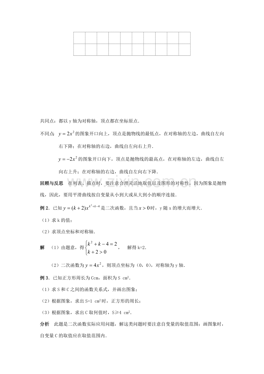 九年级数学下：6.2二次函数的图象和性质教案苏科版.doc_第2页