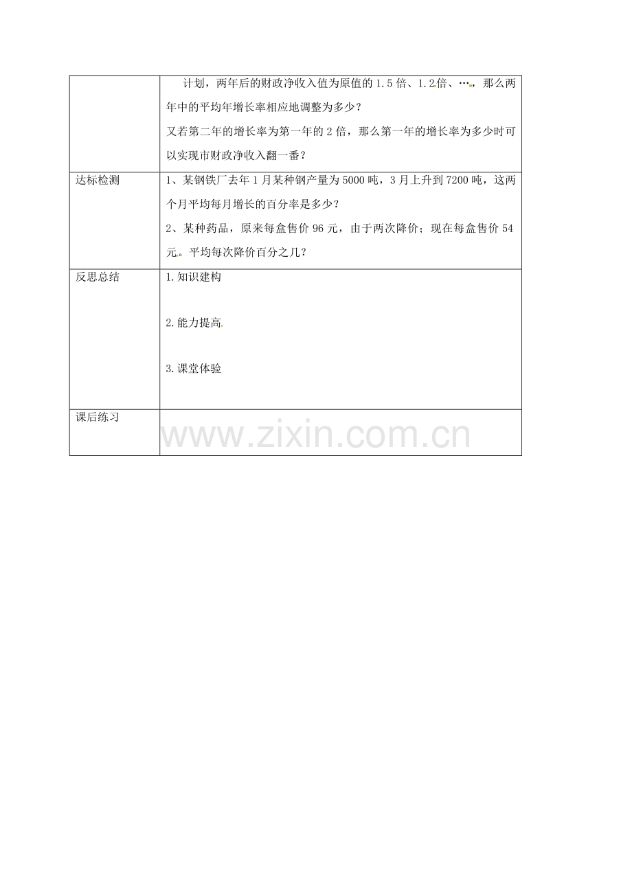 重庆市沙坪坝区虎溪镇九年级数学上册 第22章 一元二次方程 22.3 实践与探索（二）教案 （新版）华东师大版-（新版）华东师大版初中九年级上册数学教案.doc_第2页