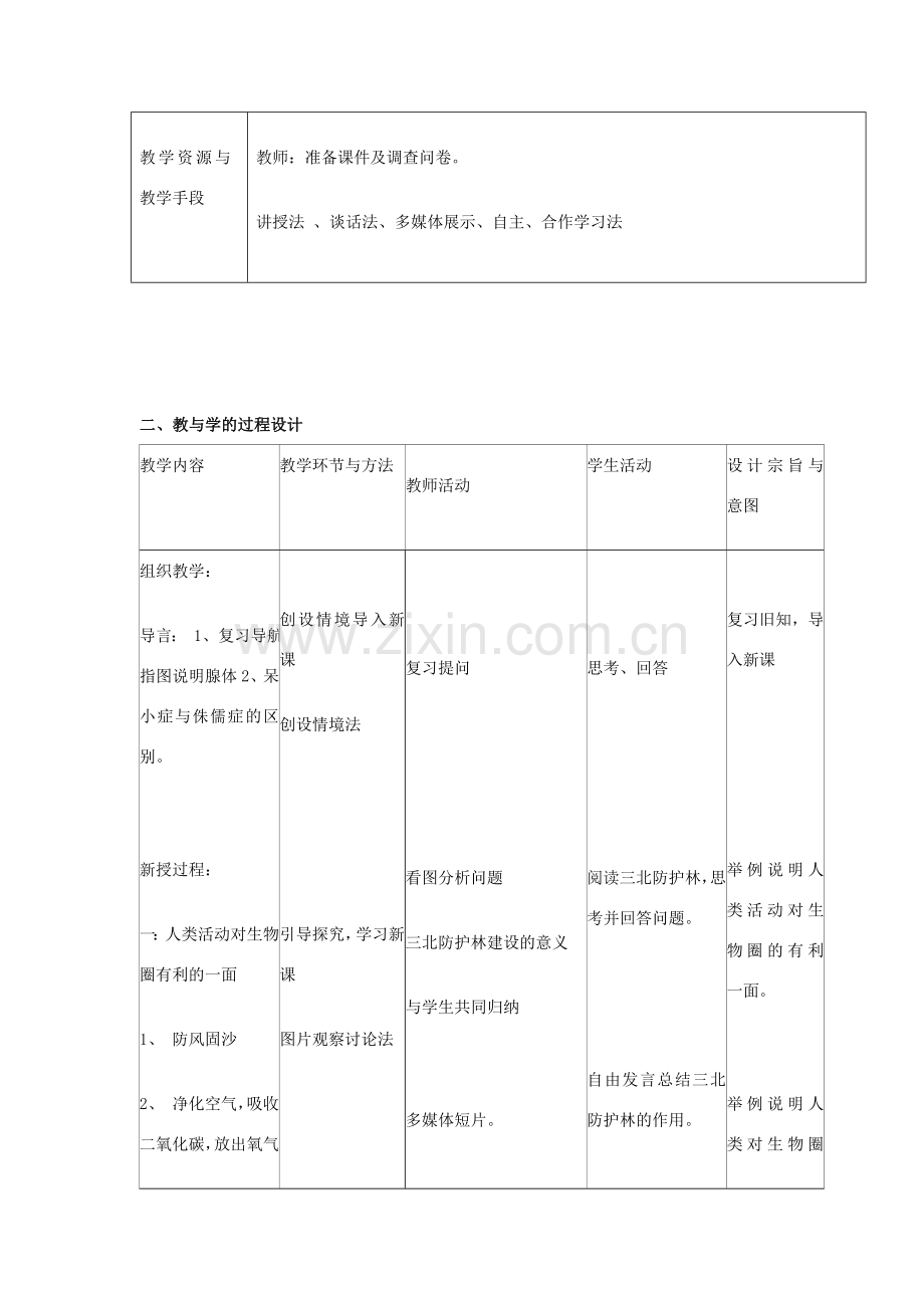 七年级生物下册 4.7.1《分析人类活动破坏环境的实例》教学设计 （新版）新人教版-（新版）新人教版初中七年级下册生物教案.doc_第2页