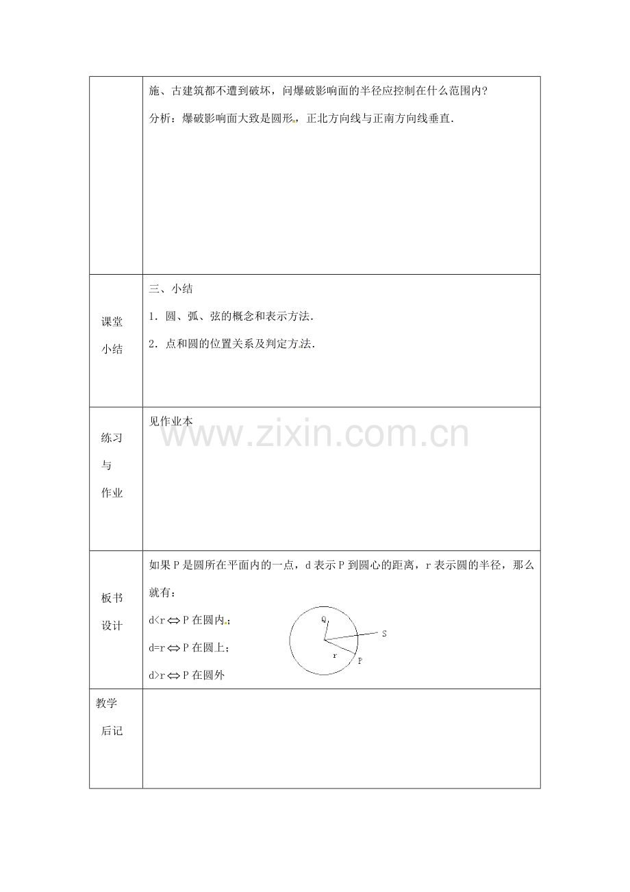 浙江省绍兴县杨汛桥镇中学九年级数学上册 3.1《圆(1)》教案 浙教版.doc_第3页