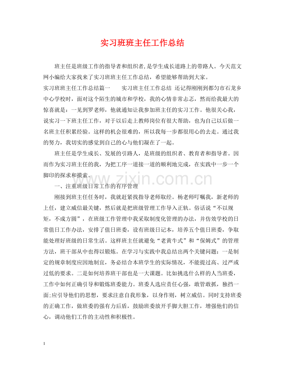 实习班班主任工作总结.docx_第1页