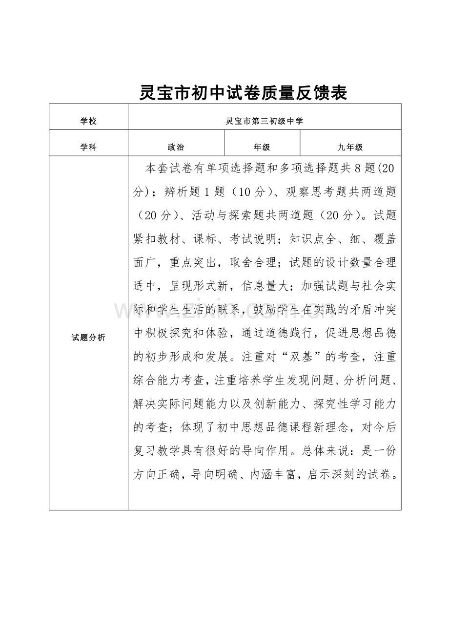 政治试卷分析.doc_第1页