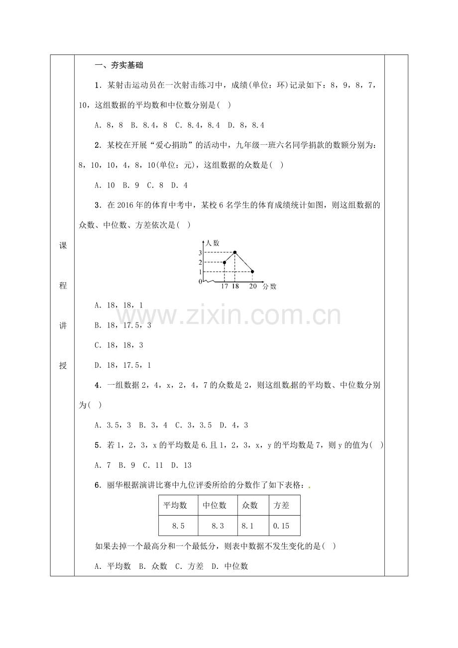 河北省邯郸市肥乡县八年级数学上册 第六章 数据的分析复习教案 （新版）北师大版-（新版）北师大版初中八年级上册数学教案.doc_第2页