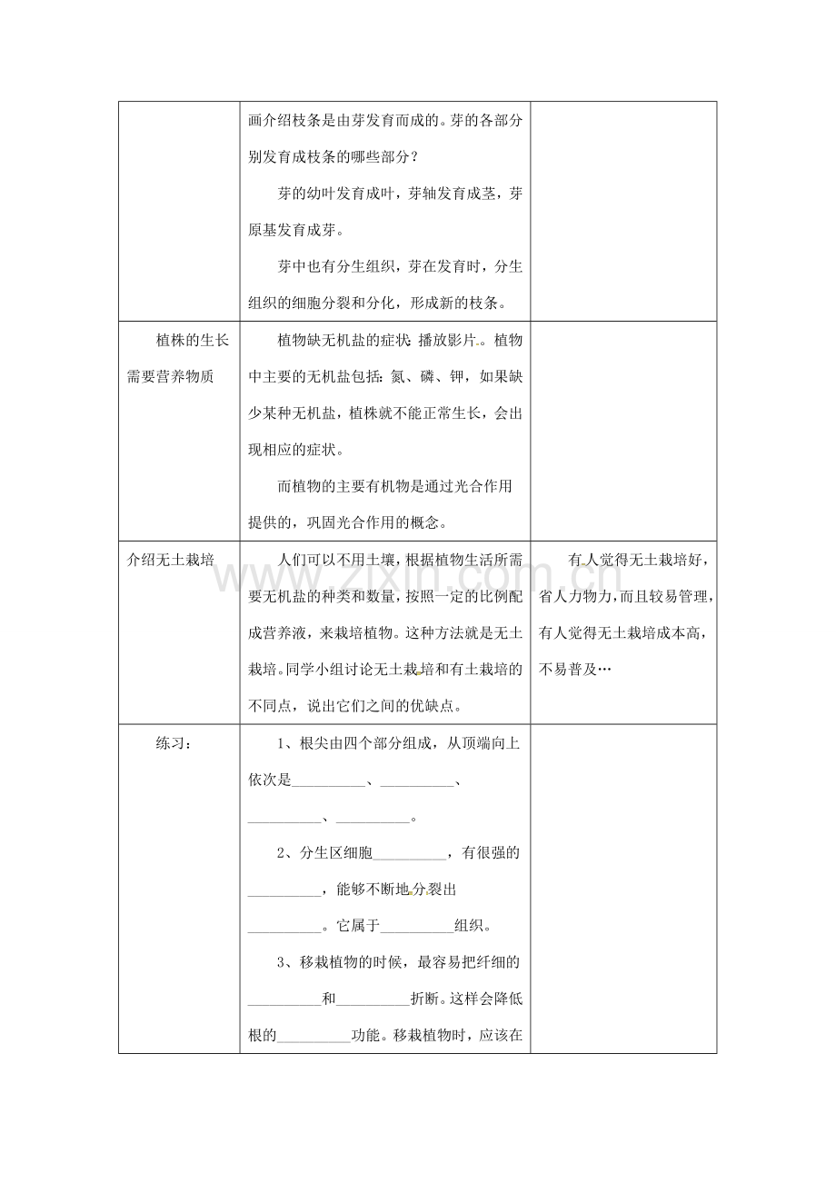 安徽省合肥市长丰县七年级生物上册 3.2.2 植株的生长教案1 （新版）新人教版-（新版）新人教版初中七年级上册生物教案.doc_第2页