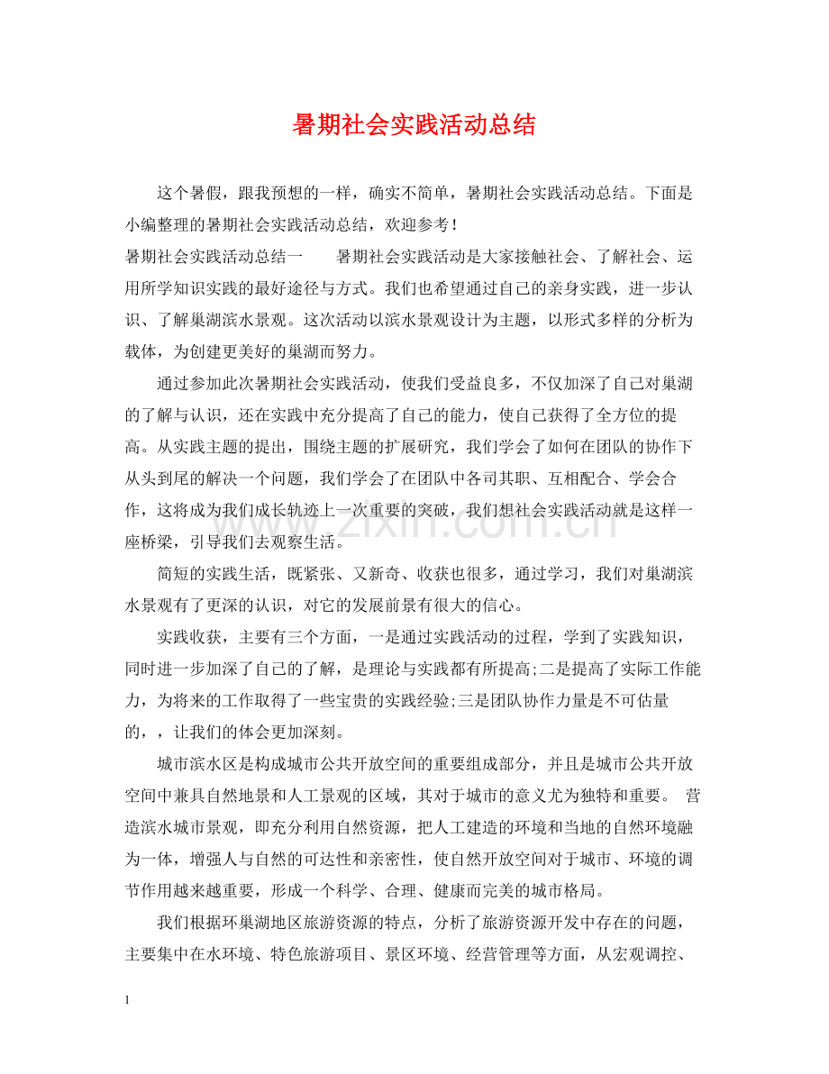 暑期社会实践活动总结.docx_第1页