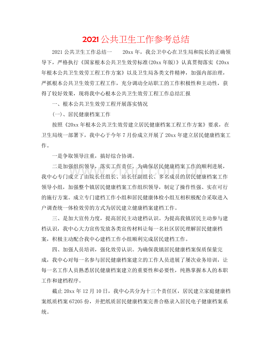 公共卫生工作参考总结.docx_第1页