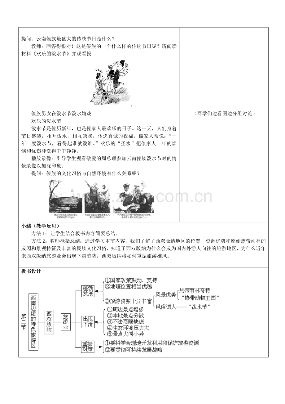 山东省郯城三中八年级地理上册《西南边陲的特色旅游区-西双版纳》教案1 新人教版.doc_第3页