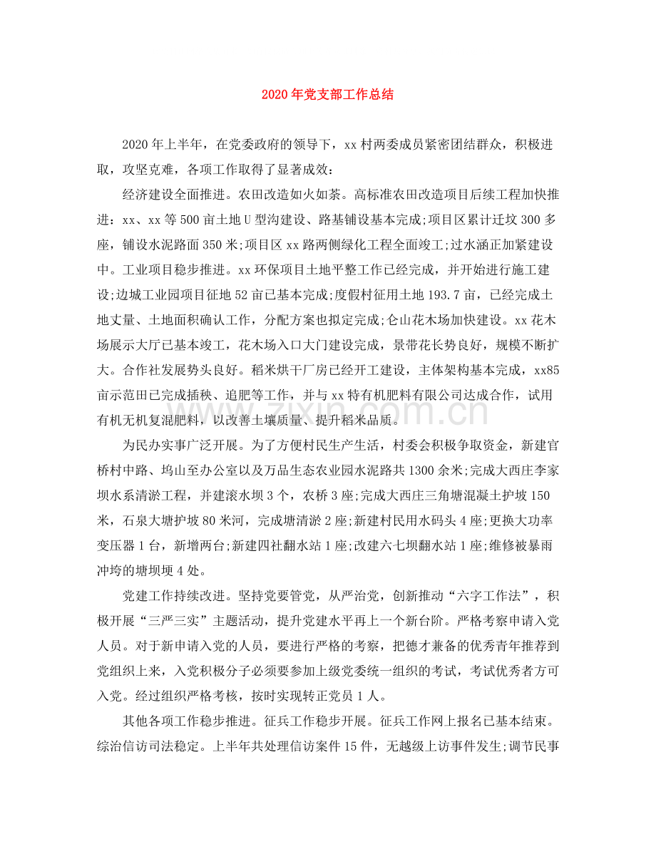 2020年党支部工作总结.docx_第1页