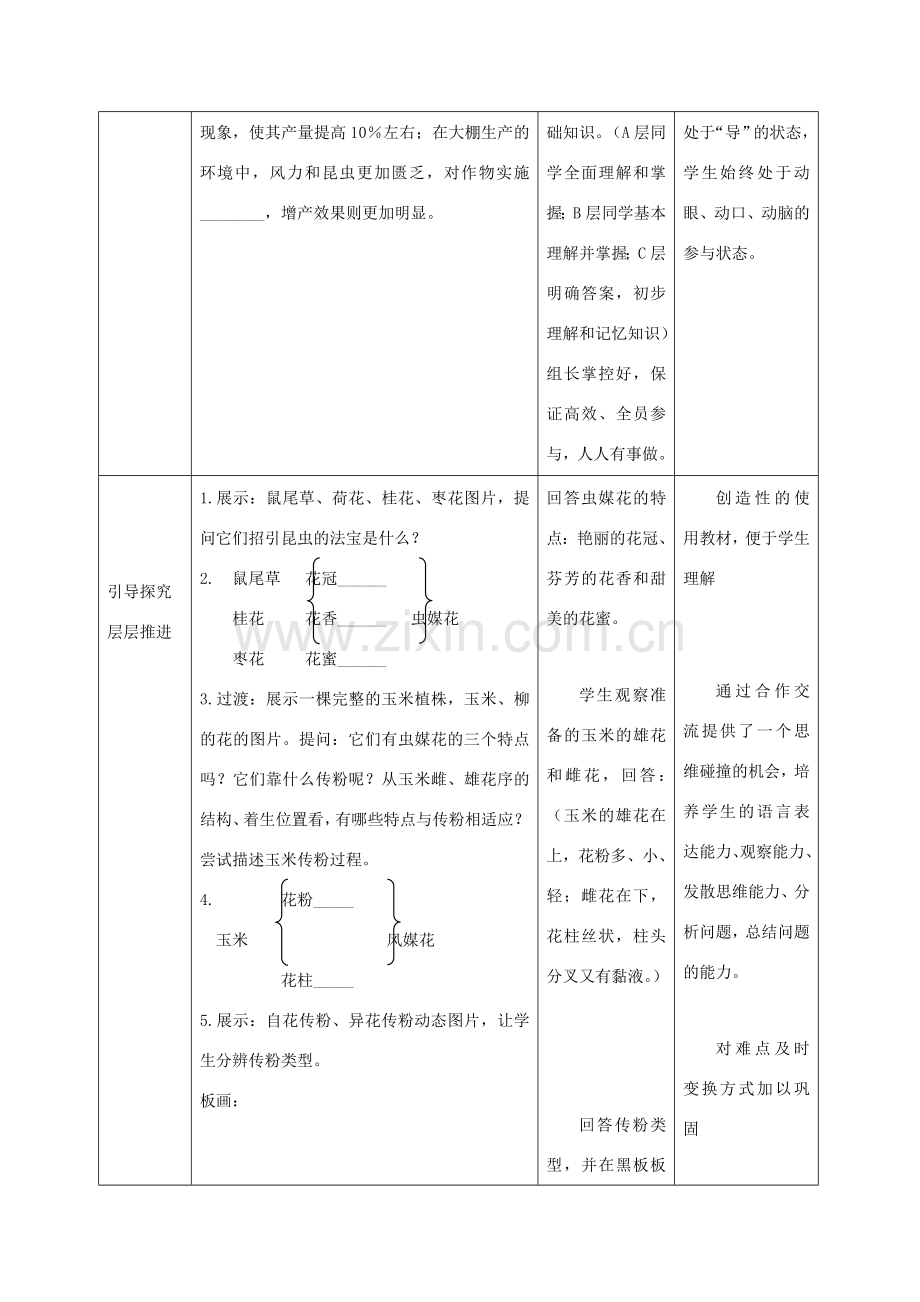 八年级生物上册 4.1.2《传粉与受精》教案 （新版）济南版-（新版）济南版初中八年级上册生物教案.doc_第3页