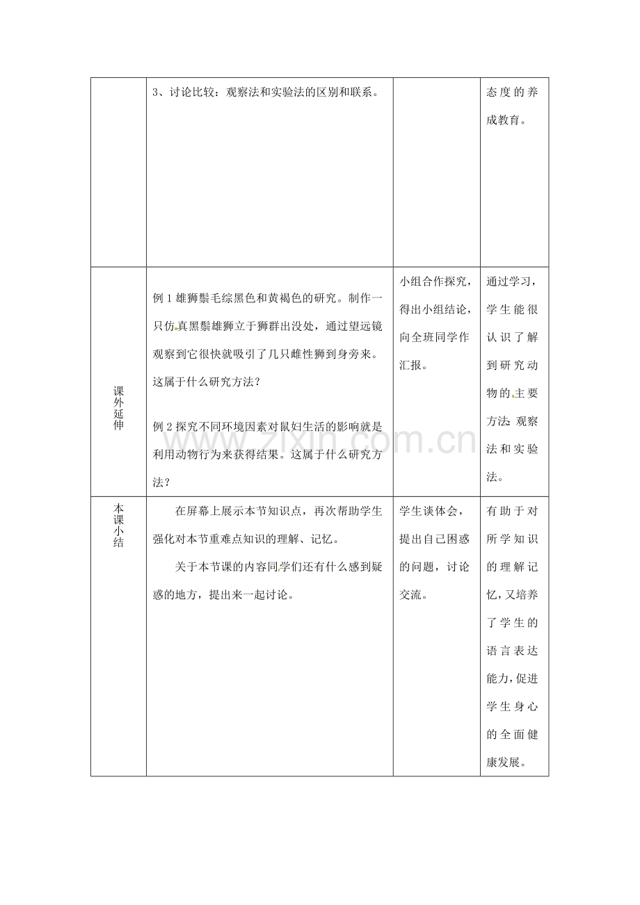 八年级生物上册 第5单元 第16章 第3节 动物行为的研究教案 （新版）北师大版-（新版）北师大版初中八年级上册生物教案.doc_第2页